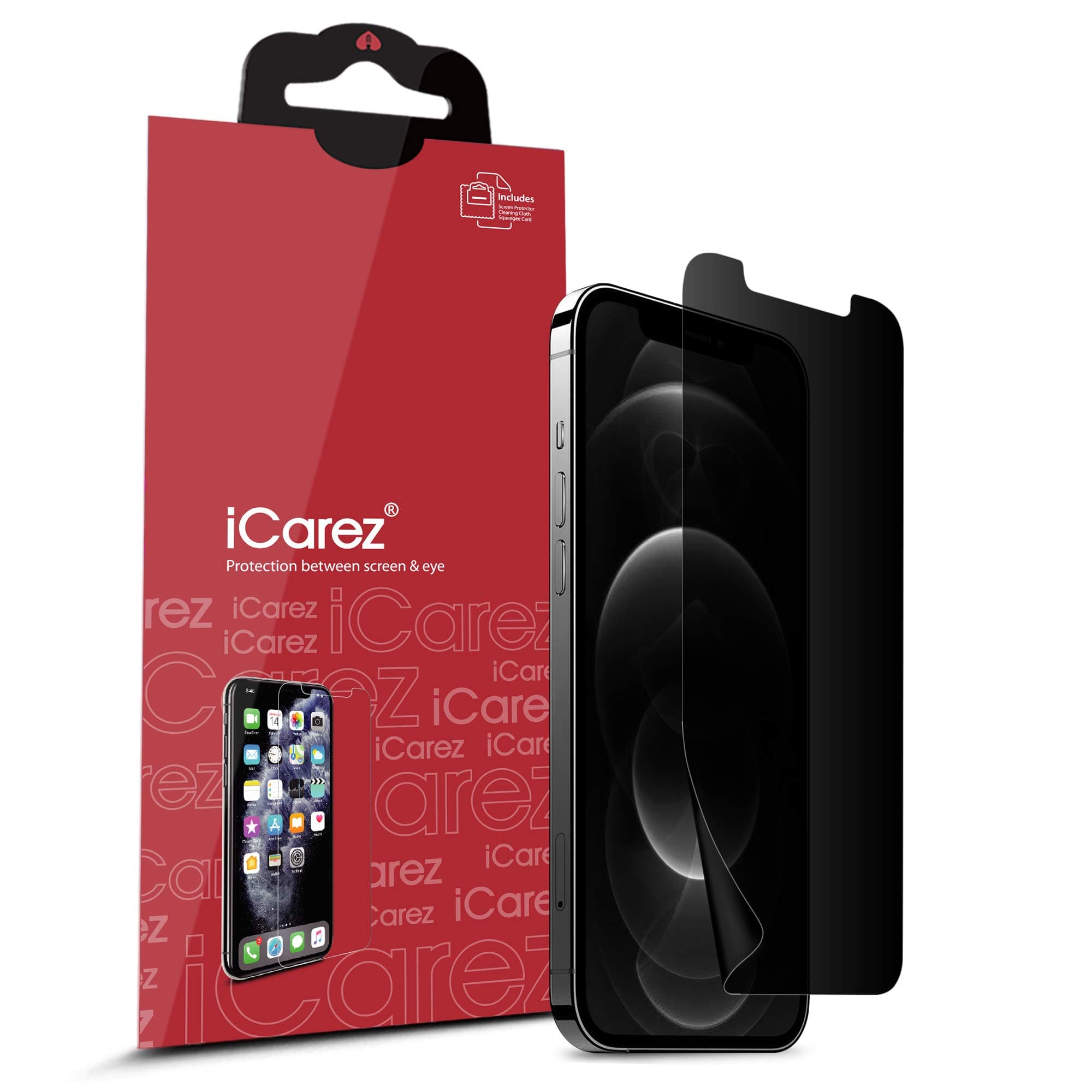 iCarez Privacy Screen Protector for iPhone 12 /iPhone 12 Pro 6.1-Inches, 1-Pack 4 Way 360 Degree
