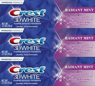 Crest 3D White Toothpaste Radiant Mint, 2.7 Oz (76g) - Pack of 3
