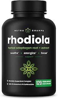 Rhodiola Rosea Supplement 600mg | 120 Vegan Capsules | Rhodiola Rosea Extract for Energy, Stress Relief, Mood and Focus | Adaptogenic Root with Rosavin & Salidrosides | 300mg Pills by NutraChamps