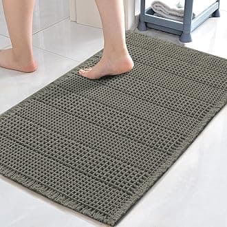 H.VERSAILTEX Upgraded Waffle Bath Mat Super Absorbent Non Slip Bath Rugs for Beside Tub, 17" x 24", Smokey Olive
