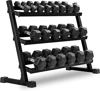 Dumbbell Set with Rack, Weights Dumbbells, Multiple Free Weights and Horizontal Storage for Home Gym Strength Training, Storage Rack Color Options