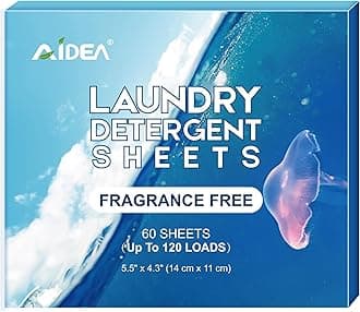 AIDEA Laundry Detergent Sheets, Unscented-(120 Loads) 60 Sheets, Eco-Friendly Laundry Detergent & Natural Ingredients, No Plastic Jug, Lightweight & Easy To Use For Travel, Apartments, Dorms