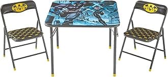 Idea Nuova Batman 3 Piece Children's Activity Square Table and 2 Folding Chairs Set, Ages 3+