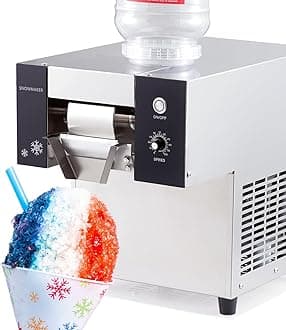 Kolice Commercial/Home Automatic Electric Ice Crush Machine, 198 lbs/Day Snow Cone Shaver, Snowflake Ice Machine, Air Cooling for Home, Food Truck, Restaurant, Milktea Shops,etc