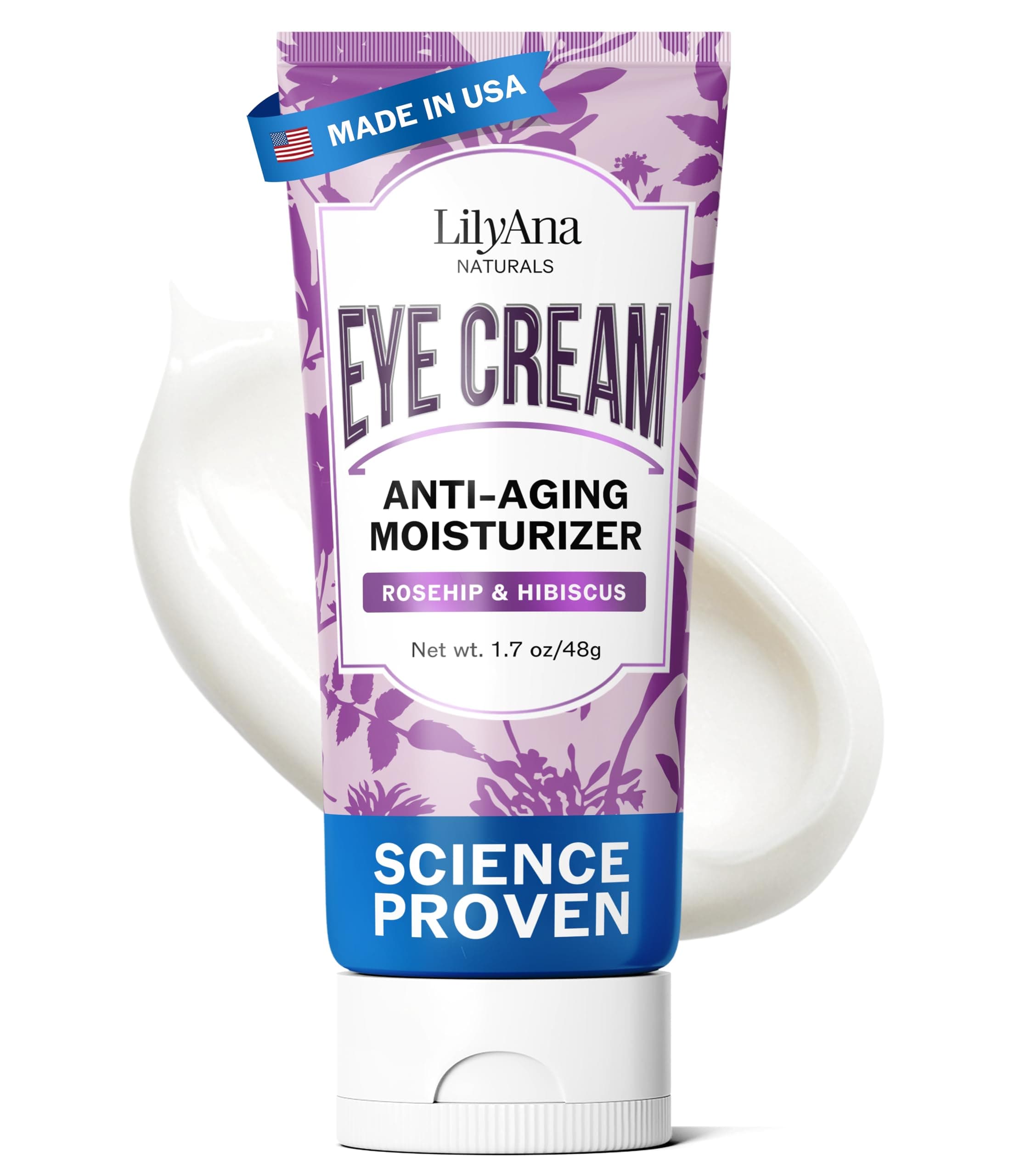 Eye Cream for Dark Circles and Puffiness, Under Eye Cream for Wrinkles and Bags, Anti Aging - helps Improve Dryness; for Sensitive Skin - 1.7 oz - Made in USA