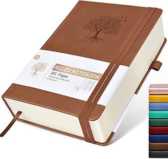 Lined Journal Notebook -365 Pages A5 Thick Journal for Writing Men Women, College Ruled Notebook, Hardcover Leather Journal, Daily Notebook for Work, Note Taking,100Gsm Paper ( 5.75'' X 8.38'' Brown)