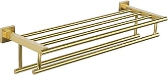 Alise Towel Rack,Towel Hanger with Double Towel Bars,Wall Mount Tower Holder for Bathroom and Lavatory,SUS 304 Stainless Steel Towel Shelf,Brushed Gold Finish,20-Inch