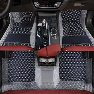 Custom Personalized Floor Mats ，Luxury Full Coverage All Weather Car Floor Mats，Anti-Slip Leather Car Mat Set ，Custom Floor Mat， for 99% of Cars, Trucks & SUV. (Black+Gray)