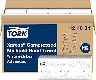 Tork Xpress Compressed Multifold Hand Towel White H2, Advanced, Strong and Ab...