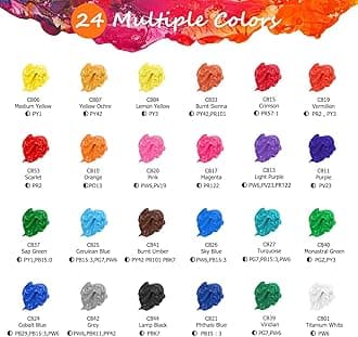 Caliart Acrylic Paint Set, 24 Vivid Colors (59ml, 2oz) Art Craft Paint Supplies for Canvas Wood Ceramic Rock Painting, Rich Pigments Non Toxic Paints for Kids Beginners Students Adults Artist Painter