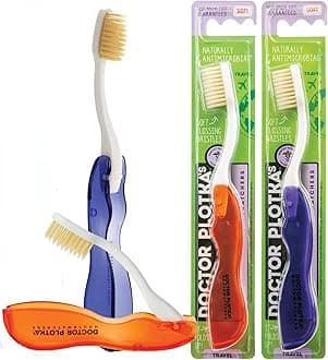 Mouthwatchers Antimicrobial Travel Toothbrush - 2 Pcs (1 Blue 1 Red)