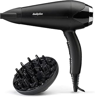 – Turbo Smooth Hair Dryer - 2200W Powerful Blow Dryer, Large Diffuser, Ionic Frizz-Free Conditioning, 3 Heat & 2 Speed Settings, Black, 5572U