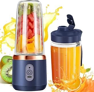 Portable Blender for Smoothies & Juices | 400ML Compact Jar for Soft Fruits | 40W Motor Crushes Ice | Auto-Stop After 40s | 1800mAh Rechargeable Juicer with Built-in Jar