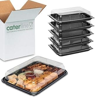 25x Small Buffet Catering Party Food/Sandwich Plastic Platters (With Lids)