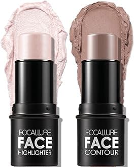 2 Pcs Mineral Cream Contour Stick,Moisturize Highlighter and Bronzer Pen,Non Stick Face Brightens & Shades Pencil,Long Lasting & Smooth Gliding Face Illuminator Makeup,Fair-light