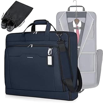 Garment Bags for Travel Carry On Garment Bag for Hanging Clothes, Suit Bag for Business Trips with Shoes bag & Shoulder Strap, Waterproof Foldable Suit Luggage Bag for Men Women, Blue