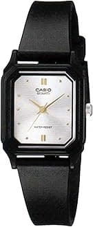 Casio Women's LQ142E-7A Black Resin Quartz Watch with White Dial