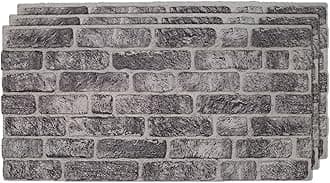 IZODEKOR 3D Wall Panels Brick Effect - Cladding, Stone Look, Styrofoam Facing for Living Room, Kitchen, Bathroom, Balcony, Bedroom and Back of Counter | Old Town (3 Piece Panel) | Covers 16 sq ft
