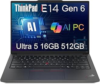 Lenovo ThinkPad E14 Gen 6 Business AI PC Laptop (14" FHD+ Anti-Glare, Intel 12-Core Ultra 5 125U (> i7-1355U), 16GB DDR5 RAM, 512GB SSD) Backlit, Fingerprint, 1080p Webcam, Thunderbolt 4, Win 11 Pro
