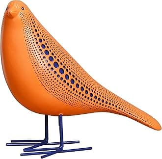Quoowiit Bird Figurine, Modern Sculpture and Statues for Home Decor, Animal Statues for Bookshelf, Table, Entryway, Fireplace, Resin Decorative Sculpture with Chic Polka Dots Art Design (Orange)