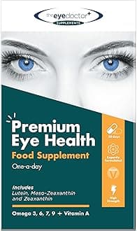 The Eye Doctor Dry Eye Supplement - 30 Vegan Capsules - Lutein, Zeaxanthin, Meso-Zeaxanthin, Vitamin A, Omega 3 6 7 9, Sea Buckthorn Fruit - Goji Berry & Bilberry Extract - Vision Health Support