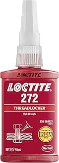 Loctite 272, Threadlocker, Red-Orange (50ml), High strength, prevents looseing, secure bonding for machinery, engine and vehicles, acrylic adhesive,high temperature resistance