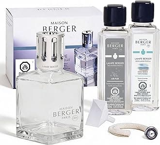 MAISON BERGER Lampe Giftset - Essential Square - Home Fragrance Diffuser - Includes 2 Fragrances So Neutral and Ocean Breeze - 250 milliliters - 8.45 Fluid Ounces