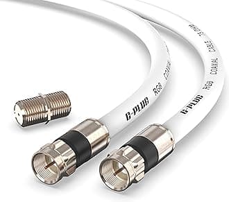 G-PLUG 75FT RG6 Coaxial Cable Connectors Set – High-Speed Internet, Broadband and Digital TV Aerial, Satellite Cable Extension – Weather-Sealed Double Rubber O-Ring and Compression Connectors White
