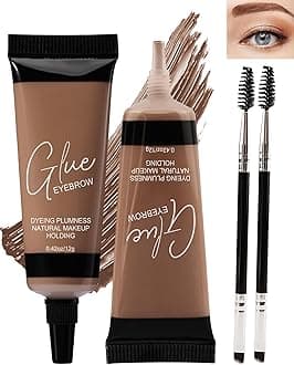 Waterproof Tinted Eyebrow Gel Kit-2PCS Auburn Thickening Brow gel para cejas,Brow Fillers,Fast Definitio Brow Glue,Natural Long Lasting Waterproof brow Makeup for Women with 2 Eyebrow Brushes-Set 02