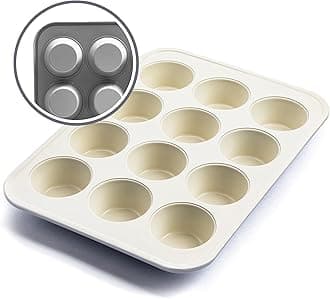 GreenLifeBakeware Healthy Ceramic Nonstick, 12 Cup Muffin and Cupcake Baking Pan, PFAS-Free, Gray