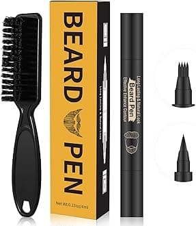 Beard Pencil Filler for man Water Proof Beard pen and beard brush Long Lasting Coverage Natural Finish, Male Mustache Repair Shape, Effective Enhance Facial Hair ï¼Ë†BLACKï¼â€°