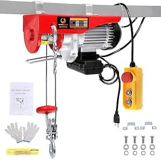 Electric Hoist 110-120v Overhead Engine Lift 110-120 Volt with Line 4.92 Ft Remote Control Switch Hook Strap Beam Mounting Bracket Gloves Pulley (1760lbs)
