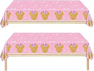 2Pcs Pink Plastic Tablecloth,Min-nie Table Cloth Birthday Party Disposable Tablecloth,137*274cm Rectangle Plastic Table Cover Party Tableware Table Cloth for Girls Boys Baby Shower Party Supplies