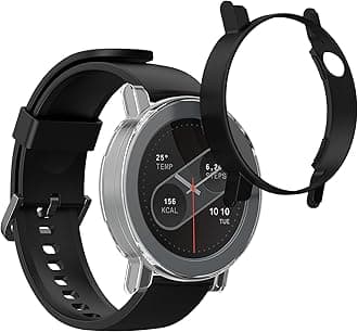 kwmobile Cases Compatible with CMF by Nothing Watch Pro 2 (D398) - Set of 2 Fitness Tracker Screen Protectors - Black/Transparent