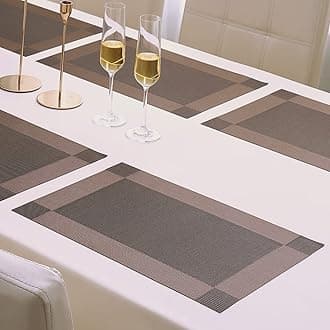 HOKIPO Pvc Dinner Tablemats Set Of 6 - 45X30 Cm (Ar877), Dark Brown