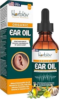Organic Ear Oil for Ear Infections - Natural Eardrops for Infection Prevention, Swimmer's Ear & Wax Removal - Kids, Adults, Baby, Dog Earache Remedy - with Mullein, Garlic, Calendula, Made in USA
