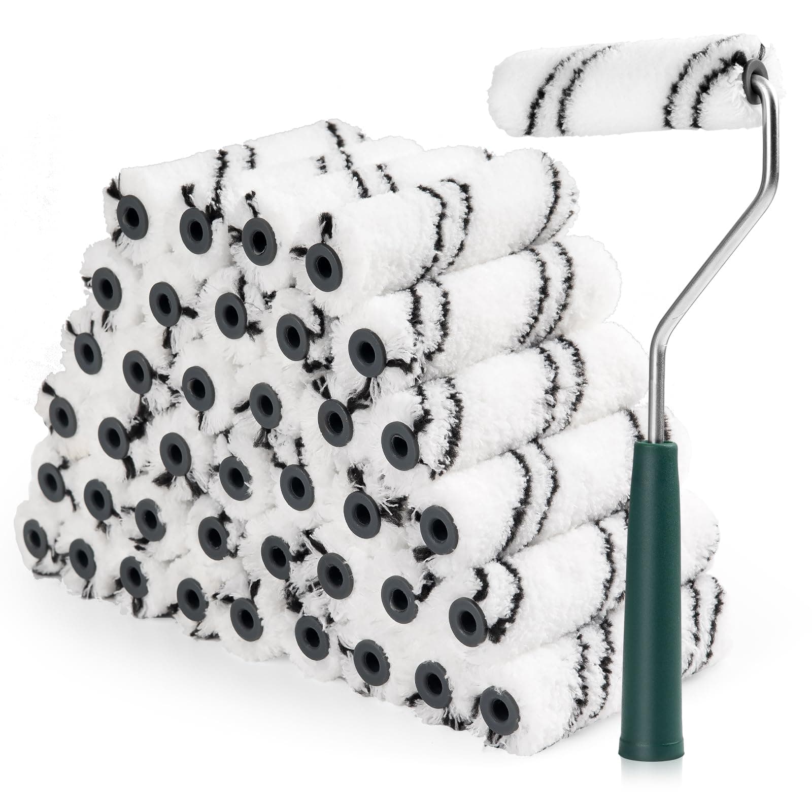 Microfiber Paint Roller 4 Inch, Small Paint Roller Covers (3/8-Inch Nap, 40 Pack), Mini Paint Rollers for House Painting with Paint Roller Frame, Wall Painting Tool