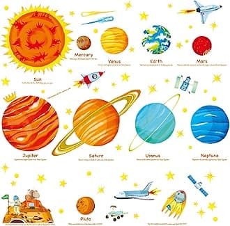 Decowall DA-1501 The Solar System Kids Wall Stickers Wall Decals Peel and Stick Removable Wall Stickers for Kids Nursery Bedroom Living Room (Large)