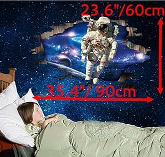 U-Shark Large Blue Sky 3D Self-Adhesive Removable Break Through The Wall Vinyl Wall Sticker/Mural Art Decals Decorator (9264 Astronaut (23.6" X 35.4"/ 60cm x 90cm))