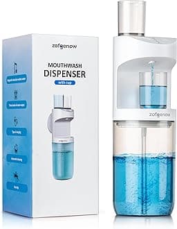Automatic Mouthwash Dispenser for Bathroom, Bathroom Accessory, 570ml Capacity with Magnetic Cups, Wall Mounted Dispenser, Suitable for All Ages - White