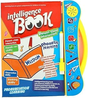 PLUSPOINT Intelligence Book Learn English Letters & Words Learning Sound Book, Fun Educational Toys. Activities with Numbers, Shapes, Animals Phonetic Learning for Toddlers