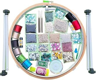 Qroof Aari Work Stand 16 inch, Maggam Work Materials Combo Kit Beginner s Pack Set, Plastic