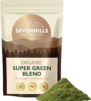 Organic Super Greens Blend 200g with Spirulina, Chlorella, Wheatgrass, Barley Grass | Supports Skin, Immunity & Reduce Tiredness | 40 Servings | UK Made