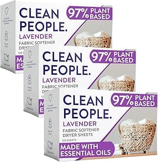 The Clean People Fabric Softener Sheets - Dryer Sheets - Softens & Removes Static Cling - Vegan Laundry Softener, Essential Oils - Lavender 360 Pack