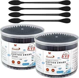 XL Black Thick Cotton Swabs Pointed Precision - 500 Count Extra Large - Pointy Organic Cotton Buds Goth Bathroom Tightly Wrapped Charcoal Tips Paper Stick Cruelty-Free, XL Pointy & Round Black