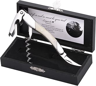 Laguiole By FlyingColors Wine Opener Sommelier Professional Waiter's Corkscrew, Wooden Gift Box. Sommelier Knife, Corkscrew, Foil Cutter, and Bottle Opener (Bone)
