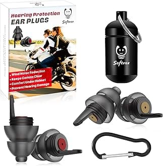 Motorcycle Ear Plugs for Wind Noise Reduction - 2 Pairs - 25dB - Motorcycle Accessories - Reusable Moto Earplugs, Soft Comfortable Hearing Protection for Motorbike, Touring, Racing, Riding