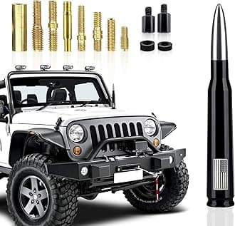 1 Pack Car Bullet Antenna, for GM Chevy Silverado 1500 2500 3500 HD Avalanche GMC Sierra 1500 2500 3500 Denali Heavy Duty Pickup Trucks Accessories, American Flag (Silver)