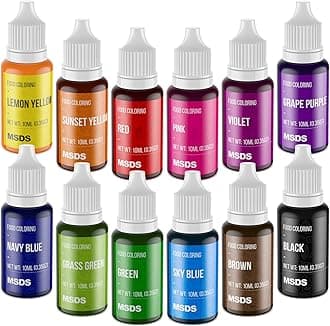 Food Coloring Set - 12 Color Food Grade Vibrant Food Dye Tasteless Liquid Color for Cake Decorating, Baking, Easter Egg, Icing, Fondant, Cooking, Slime Making DIY Supplies Kit - 0.35 Fl. oz (10 ml)/Bottles
