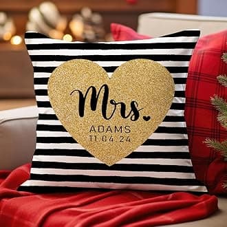 Personalized Mr and Mrs Pillows, Wedding Gifts for Couples with Name, Hubby Wifey Pillow Cases, Bridal Shower Gifts Valentines' Day for Her (Mr & Mrs-07)